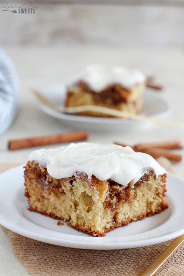 Cinnamon Roll Cake - Celebrating Sweets