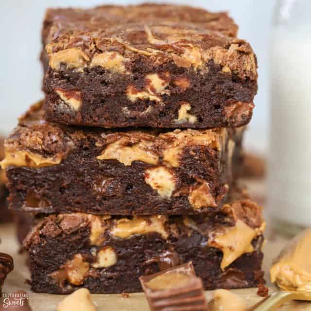Peanut Butter Brownies - Celebrating Sweets