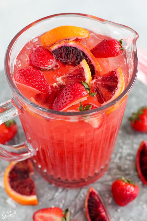 Picher of strawberry margaritas.