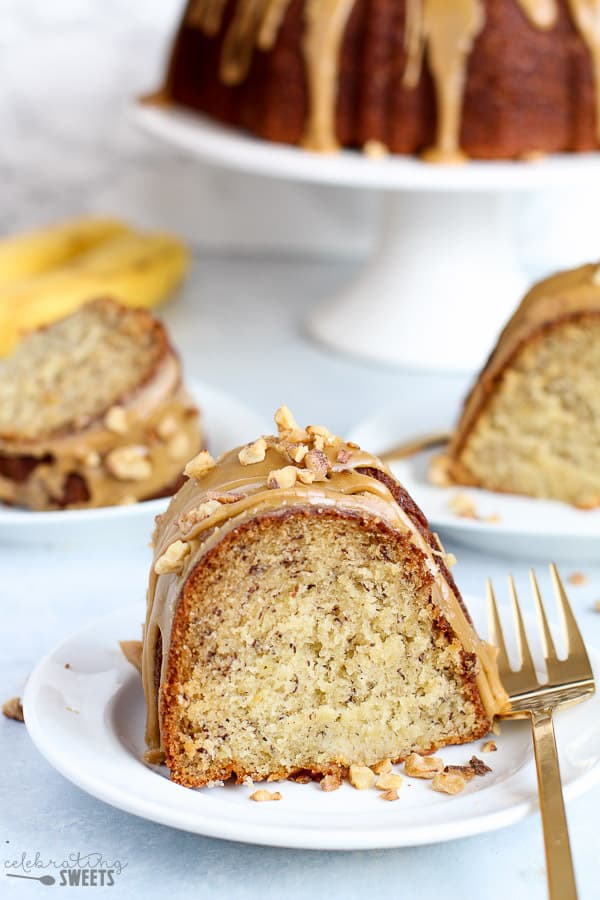 Slice of banana cake.