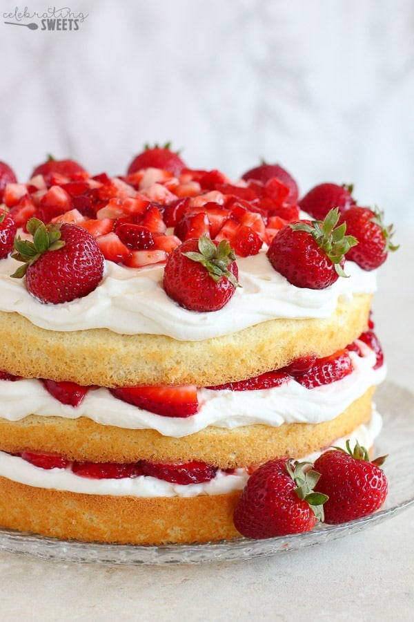 Three layer strawberry cake.