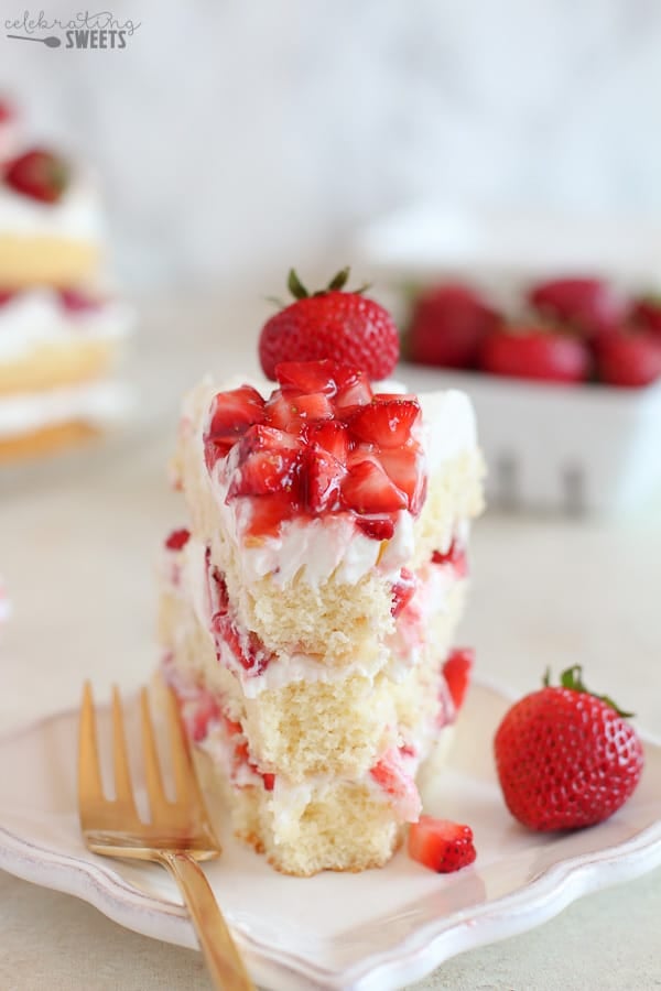 Slice of Strawberry Shortcake Cake