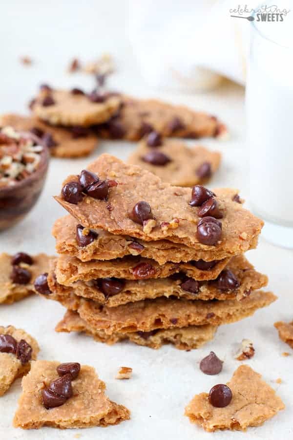 Stack of Chocolate Chip Cookie Brittle 