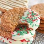 Gingerbread Cookies with white chocolate and sprinkles.