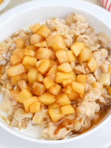 Apple Cinnamon Oatmeal in a white bowl.