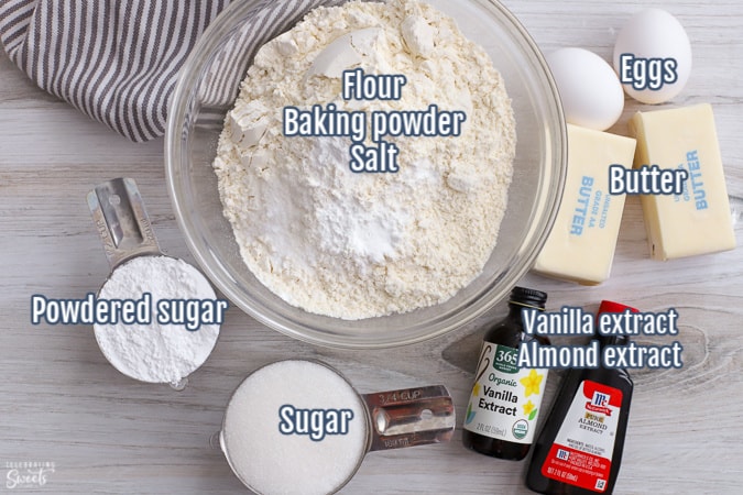 Ingredients for sugar cookies 
