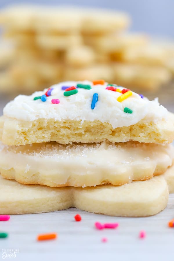 Stack of three sugar cookies