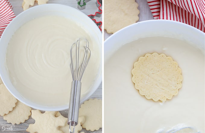 Melted buttercream frosting for sugar cookies