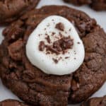 Chocolate cookie topped with marshmallow