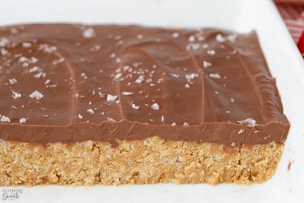 Cereal bars topped with melted chocolate 