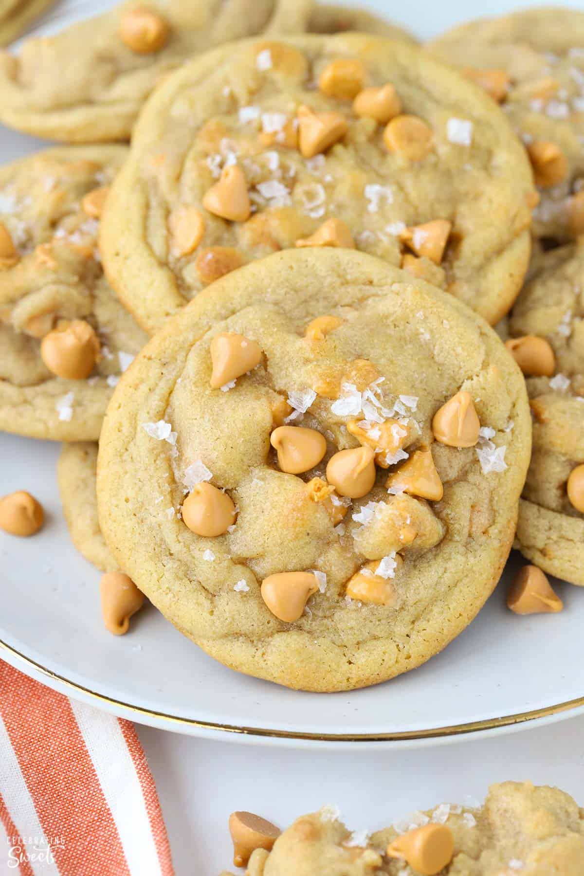Close up of butterscotch cookies on a plate