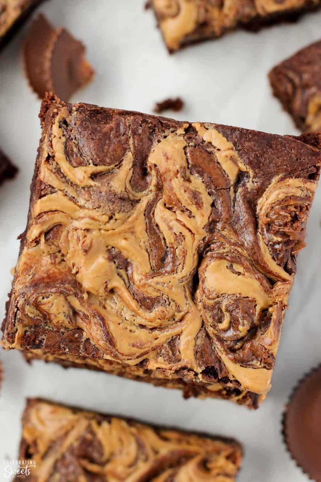 Peanut Butter Brownies - Celebrating Sweets