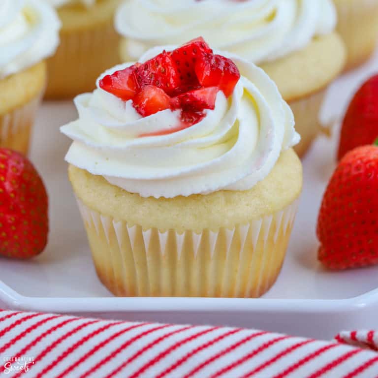 Strawberry Shortcake Cupcakes - Celebrating Sweets