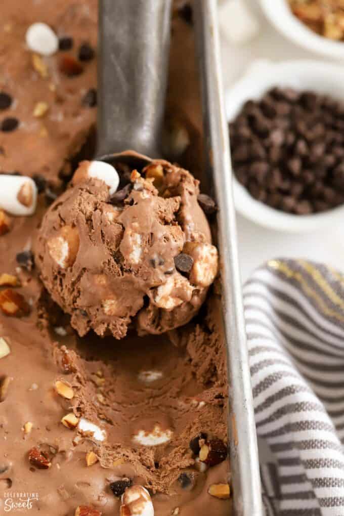 Rocky Road Ice Cream (fully loaded & so easy) - Celebrating Sweets
