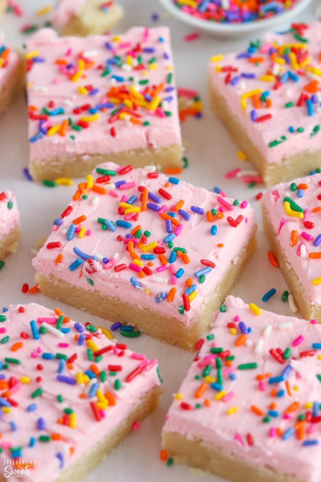 Sugar Cookie Bars {Soft-Baked} - Celebrating Sweets