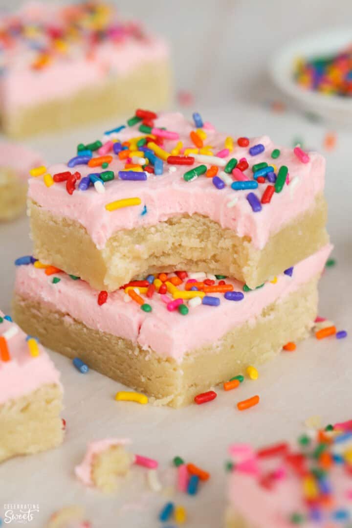 Sugar Cookie Bars {Soft-Baked} - Celebrating Sweets