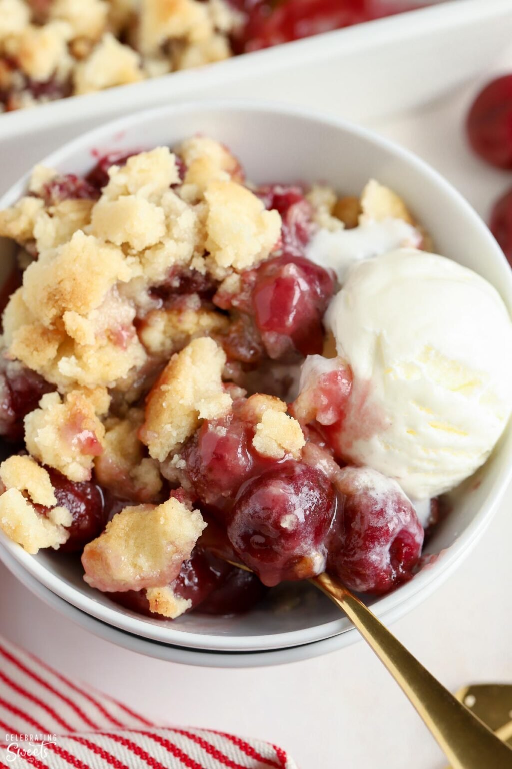 Cherry Cobbler (fresh or frozen cherries) Celebrating Sweets