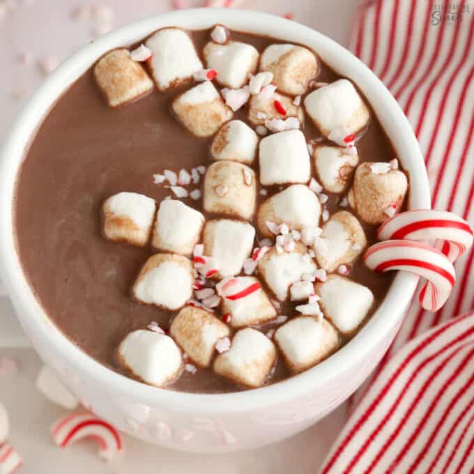 Peppermint Hot Chocolate - Celebrating Sweets