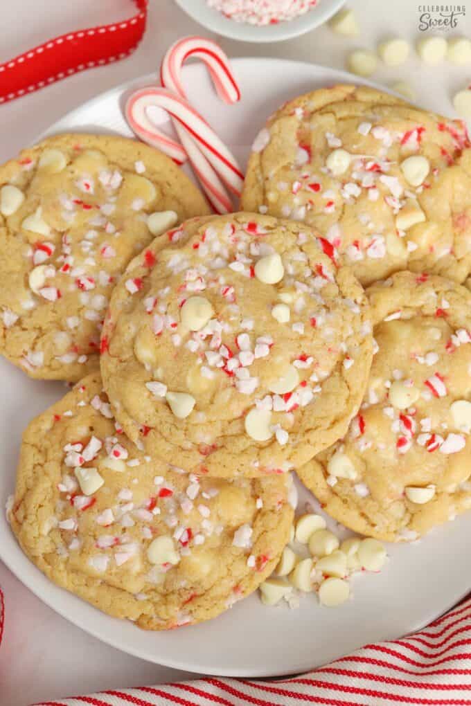 White Chocolate Peppermint Cookies - Celebrating Sweets