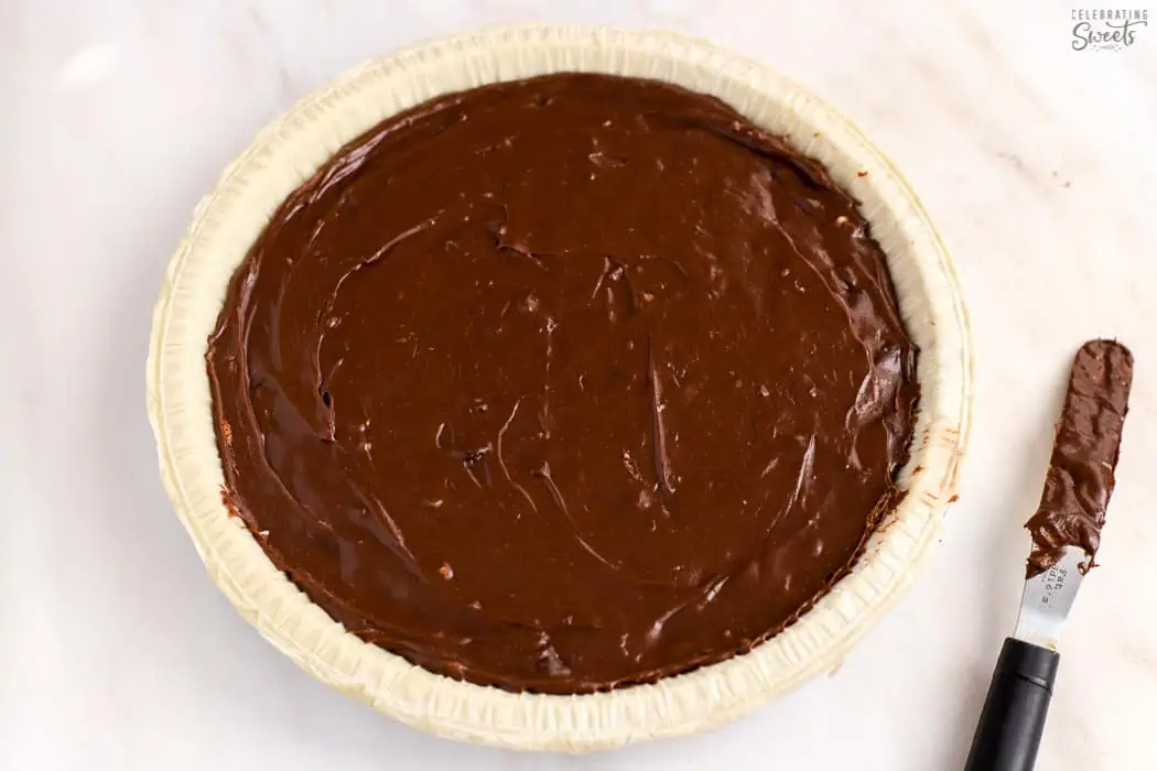 Brownie batter in a pie crust.