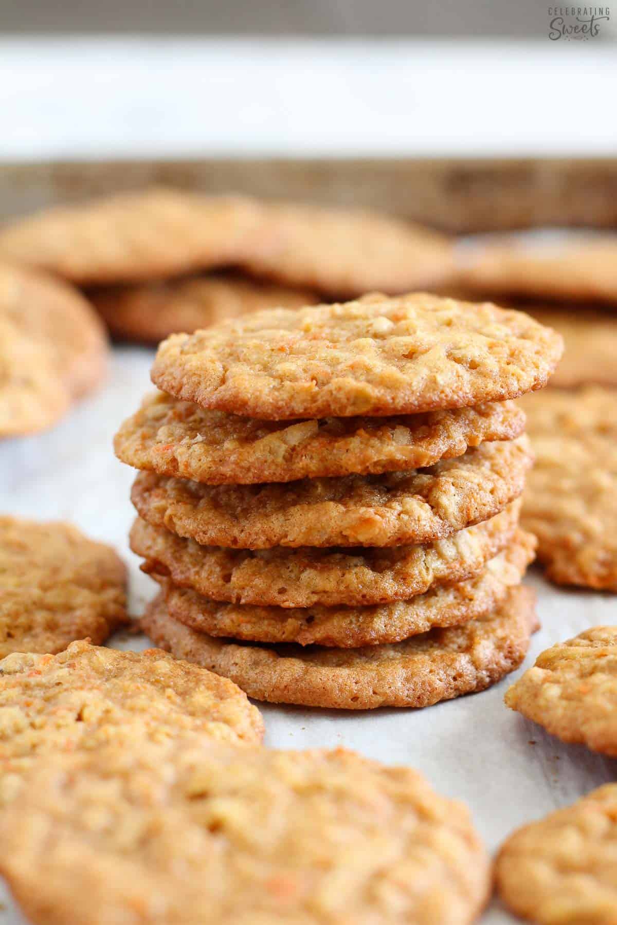 Stack of carrot cake cookies.