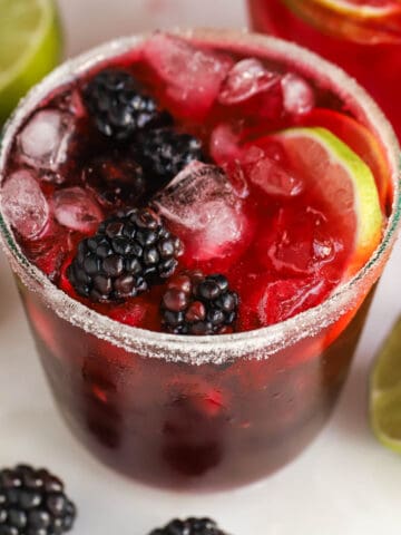 Closeup of a blackberry margarita