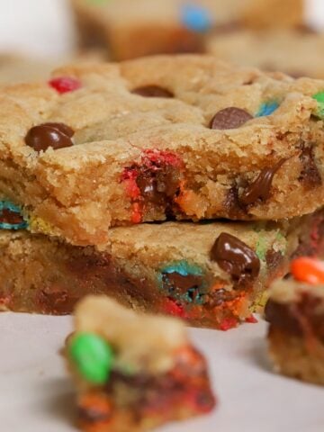 Stack of M&M Cookie Bars