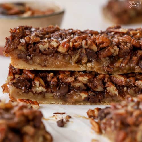 Chocolate Pecan Pie Bars - Celebrating Sweets