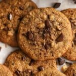Closeup of healthy chocolate chip cookies.