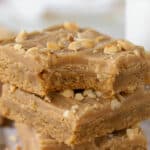 Stack of three peanut butter bars.