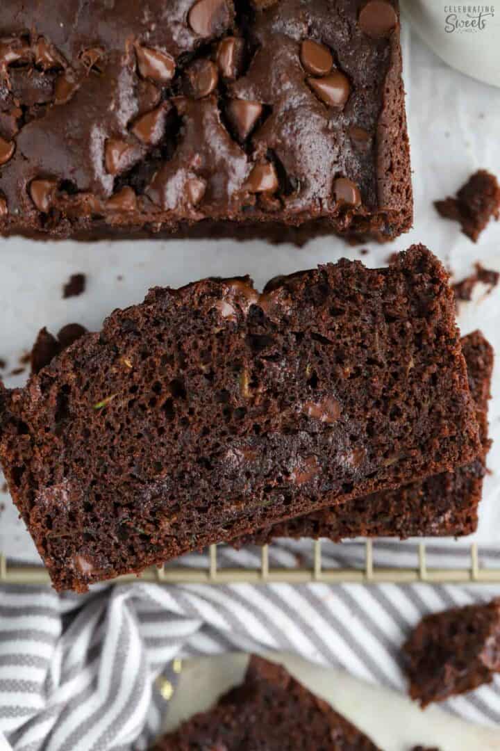 Chocolate Zucchini Bread {Soft & Fudgy} - Celebrating Sweets