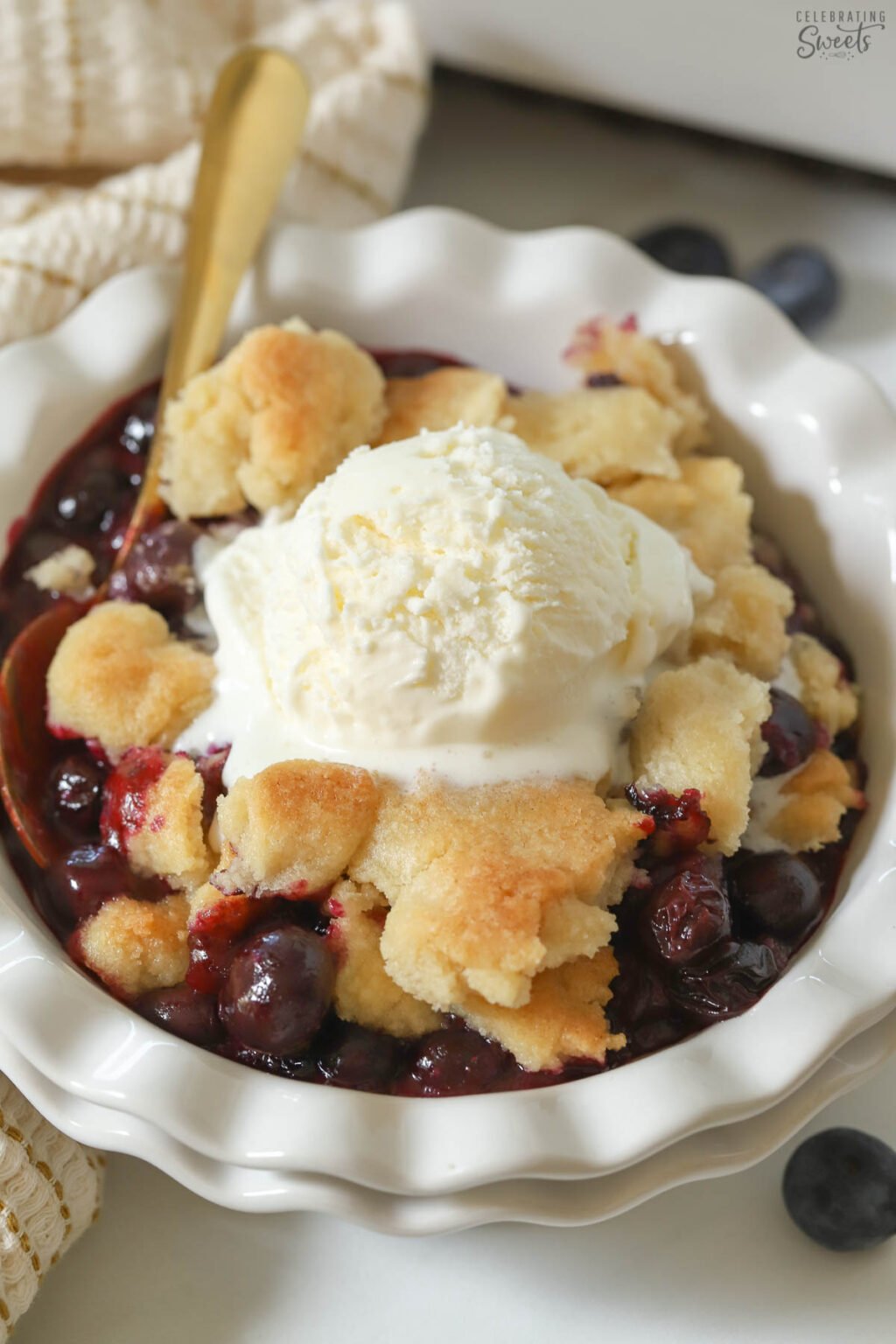 Blueberry Cobbler (the BEST topping) - Celebrating Sweets