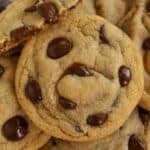 Closeup of a chocolate chip cookie.