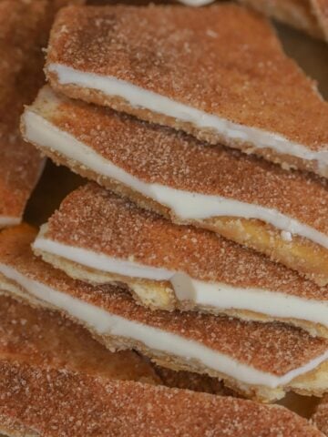 Closeup of churro toffee topped with cinnamon sugar