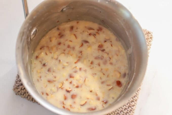 Almond icing in a small saucepan.