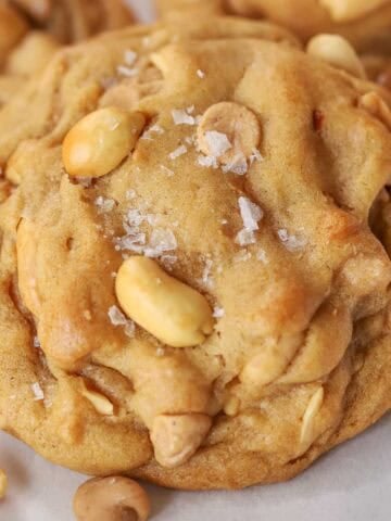 Chunky peanut cookie topped with peanuts and flaky salt.